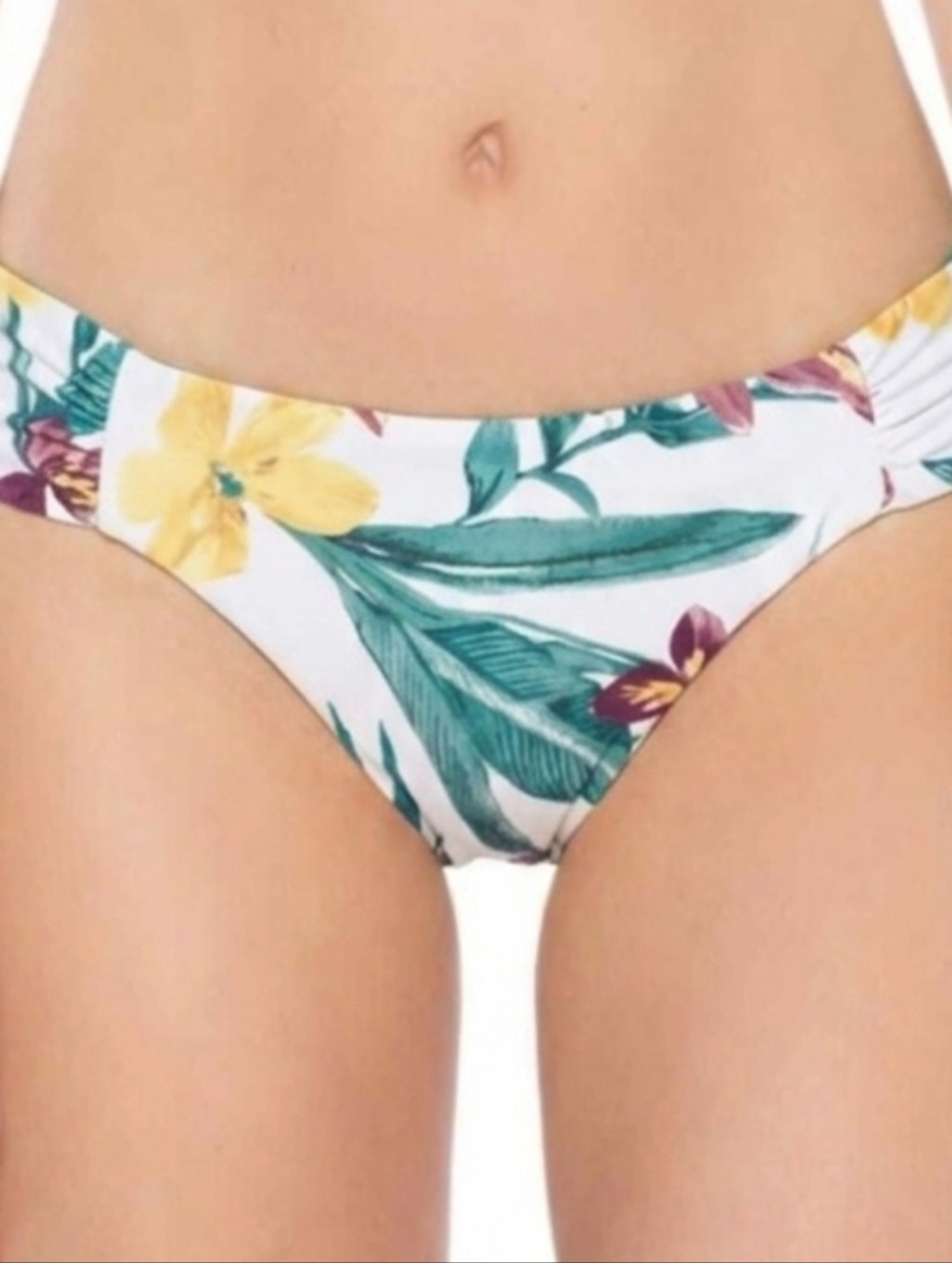 BECCA reversible tropical print/solid bikini bottom size Small